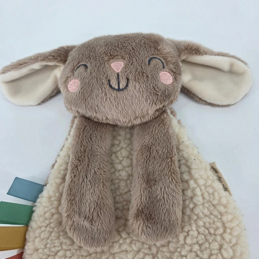 Itzy Ritzy Bitzy Lovey Bunny Brown Sherpa Crinkle Plush Security Blanket Tags
